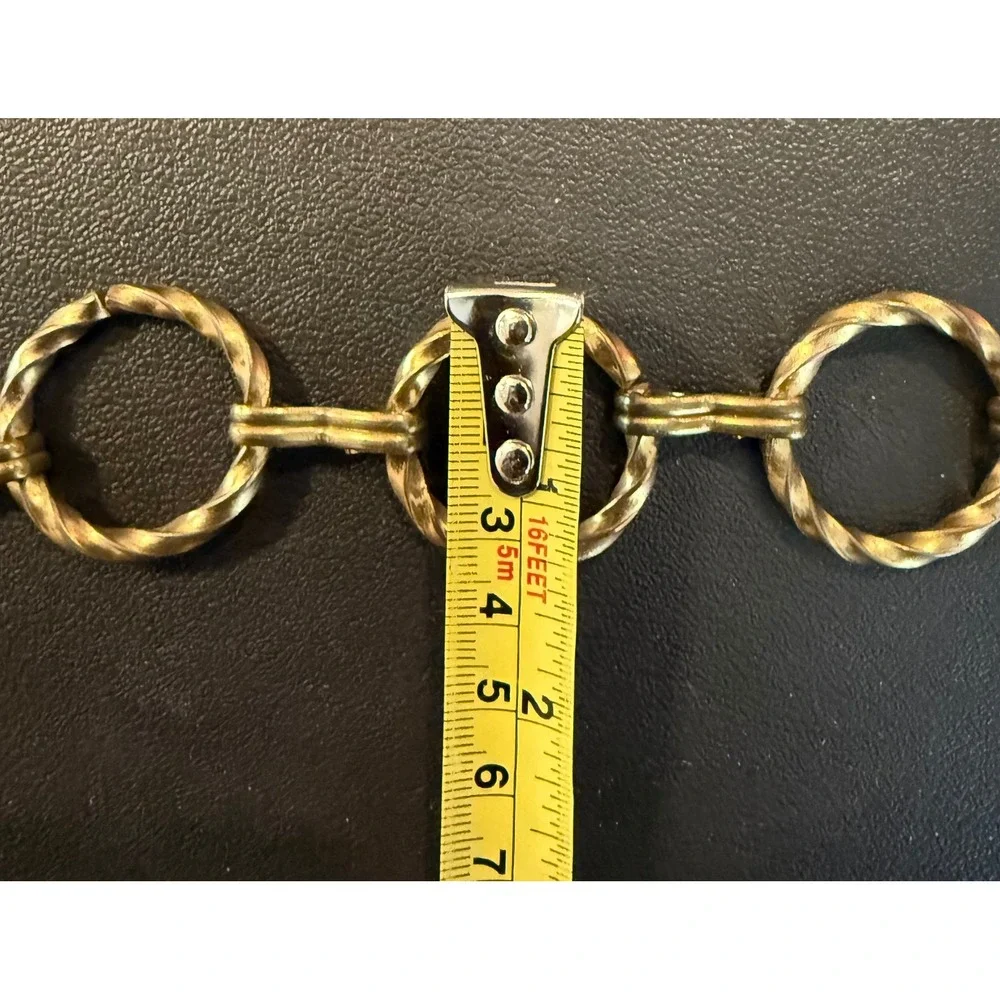Womens OS Chain Belt Gold Textured Twisted Ring Link Adjustable Vintage